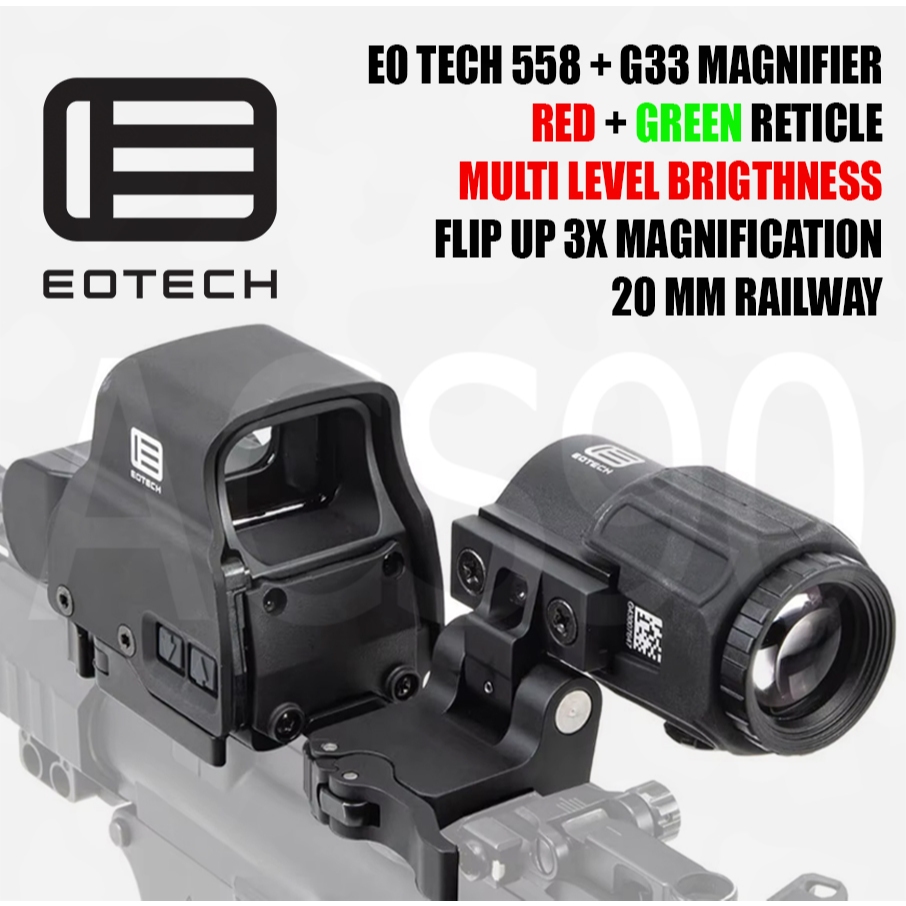 EOTECH HOLOSIGHT SIGHT G33 MAGNIFIER + EXPS3-2 HOLOGRAPHIC SIGHT COMBO SCOPE AEG GBB WGB