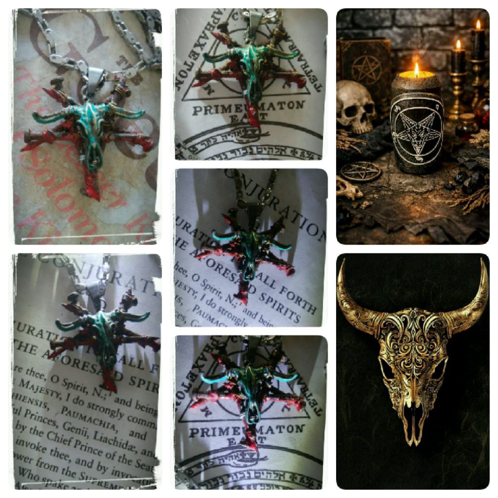 Kalung Gothic Liontin Sigil Bintang Terbalik Inverted Pentagram Baphomet  Necklace Choker Vintage 