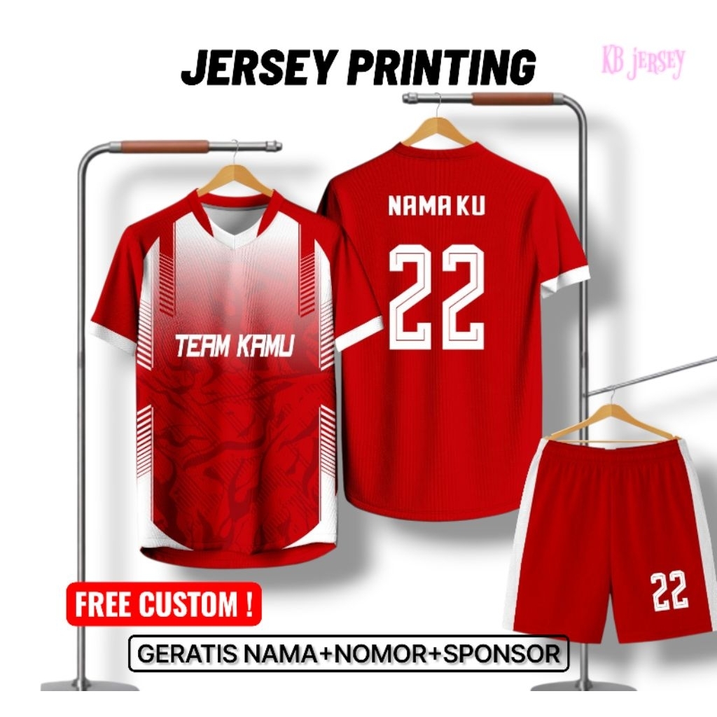 JERSEY FUTSAL SABLON NAMA+NOMOR BAJU OLAHRAGA CEWEK /COWOK SATU SET BAJU+CELANA