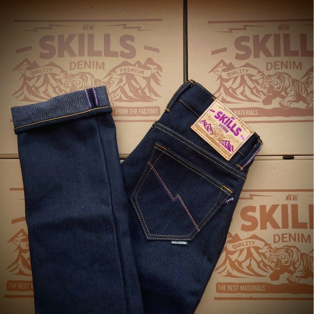 SKILLS DENIM selvedge original puprle twist 17.5 oz heavyweight selvedge denim raw denim
