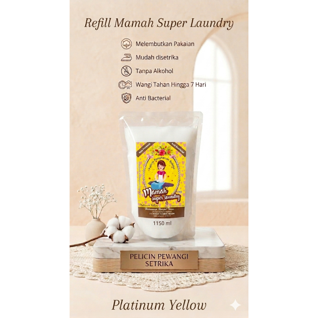 (REFILL/POUCH) PLATINUM YELLOW Pewangi Setrika MAMAH SUPER LAUNDRY | Pewangi Laundry | Parfum Setrik
