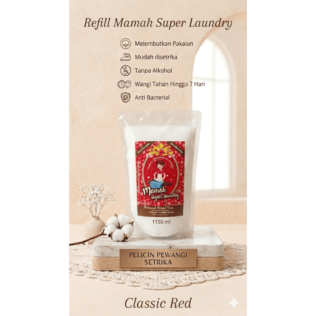 (REFILL/POUCH) CLASSIC RED Pewangi Setrika MAMAH SUPER LAUNDRY | Pewangi Laundry | Parfum Setrika