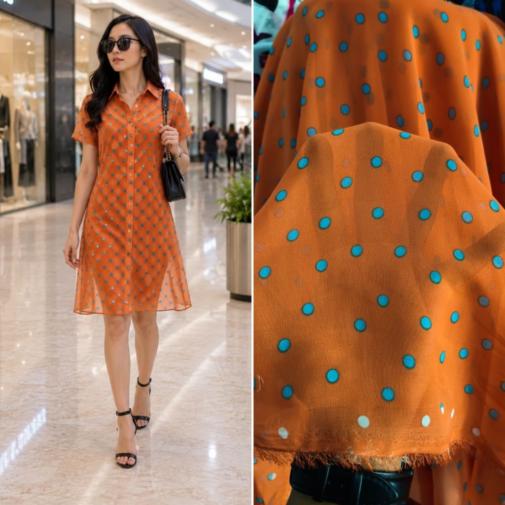 kain sifon motif polkadot - kain sifon motif - kain chiffon - kain chiffon motif