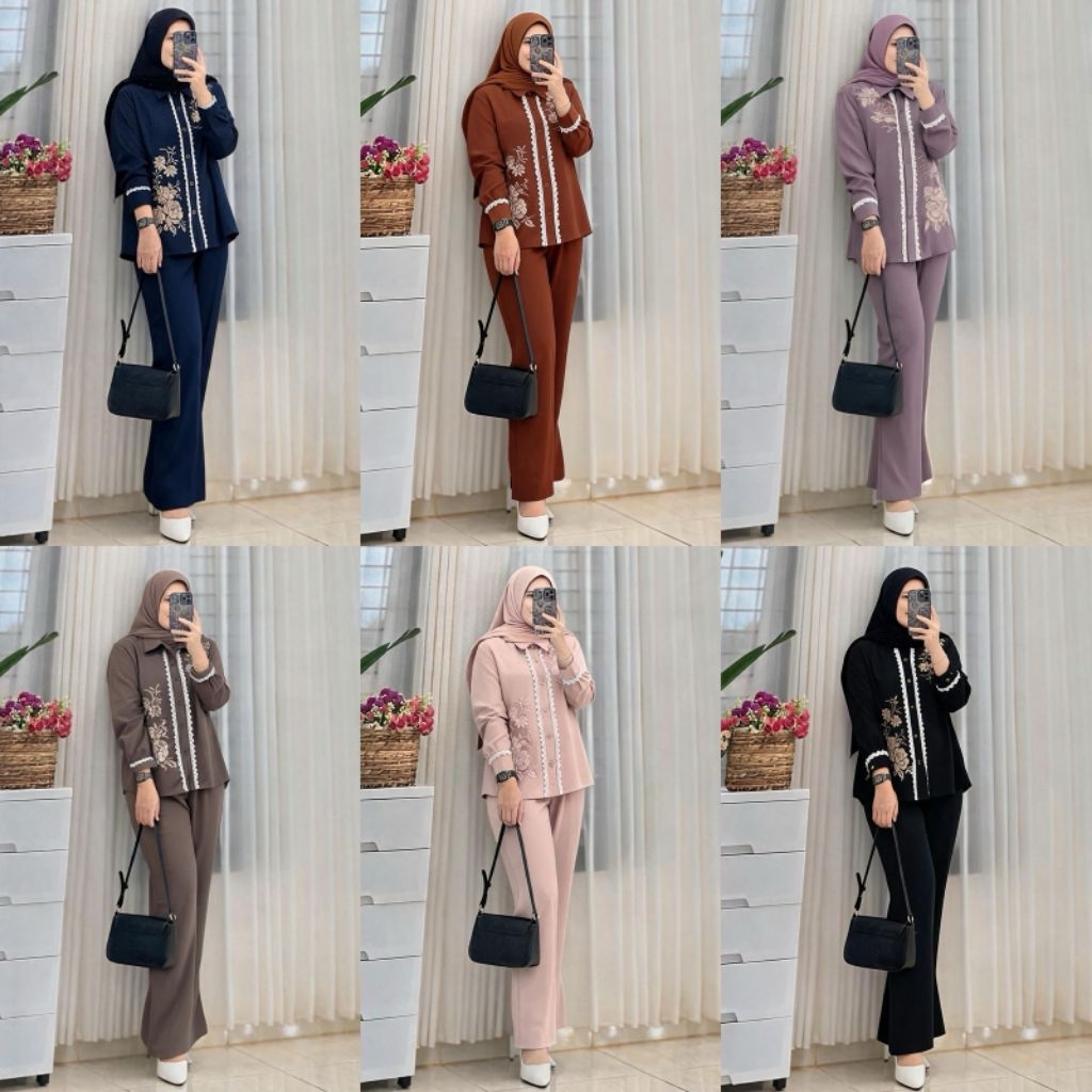 ONE SET AFITA SEMI CRINKLE UNIQLO TWEED