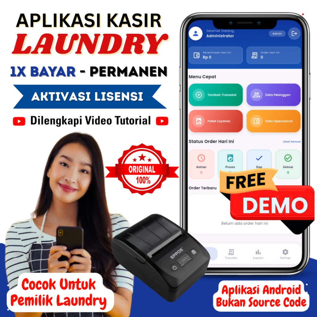 Aplikasi Kasir Laundry Android Lengkap - SEKALI BAYAR - MURAH & MUDAH - INDRYA KASIR LAUNDRY