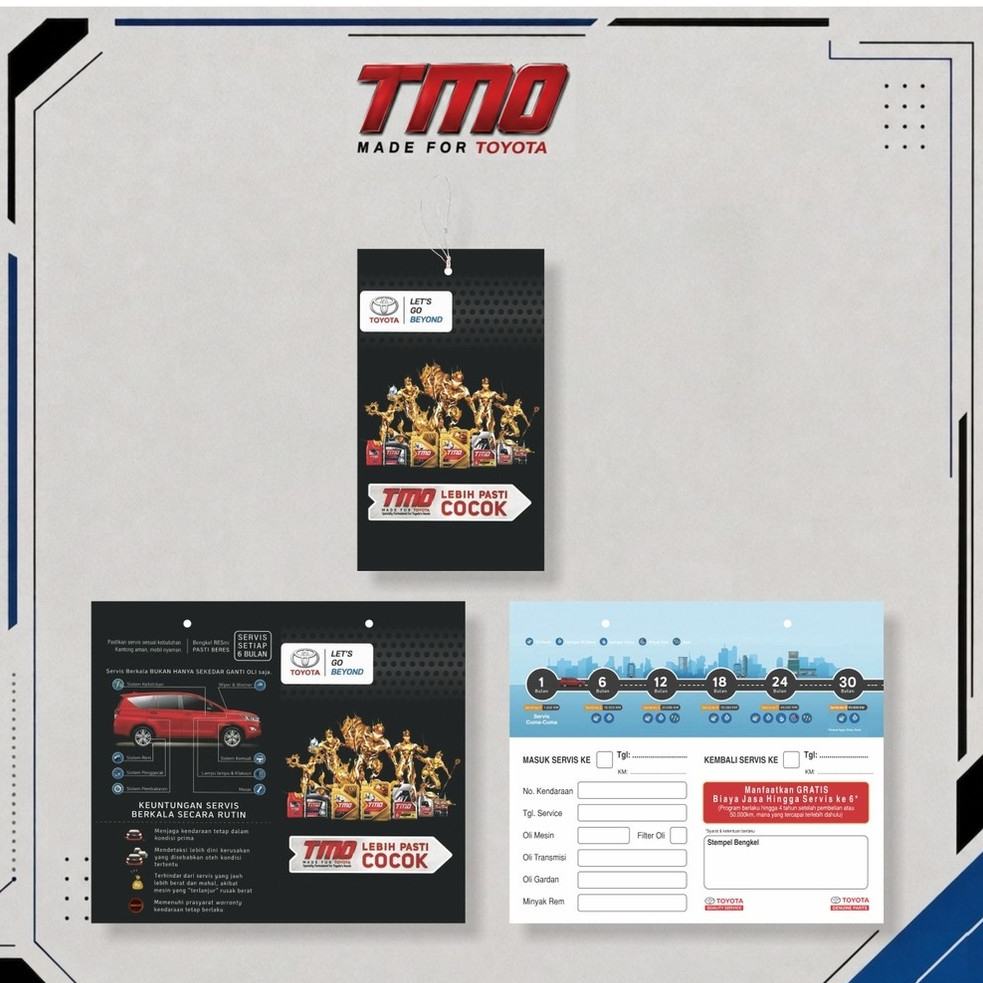 KARTU GANTI OLI TMO || Kartu Pengingat Pergantian oli Berikutnya Untuk Mobil & Motor