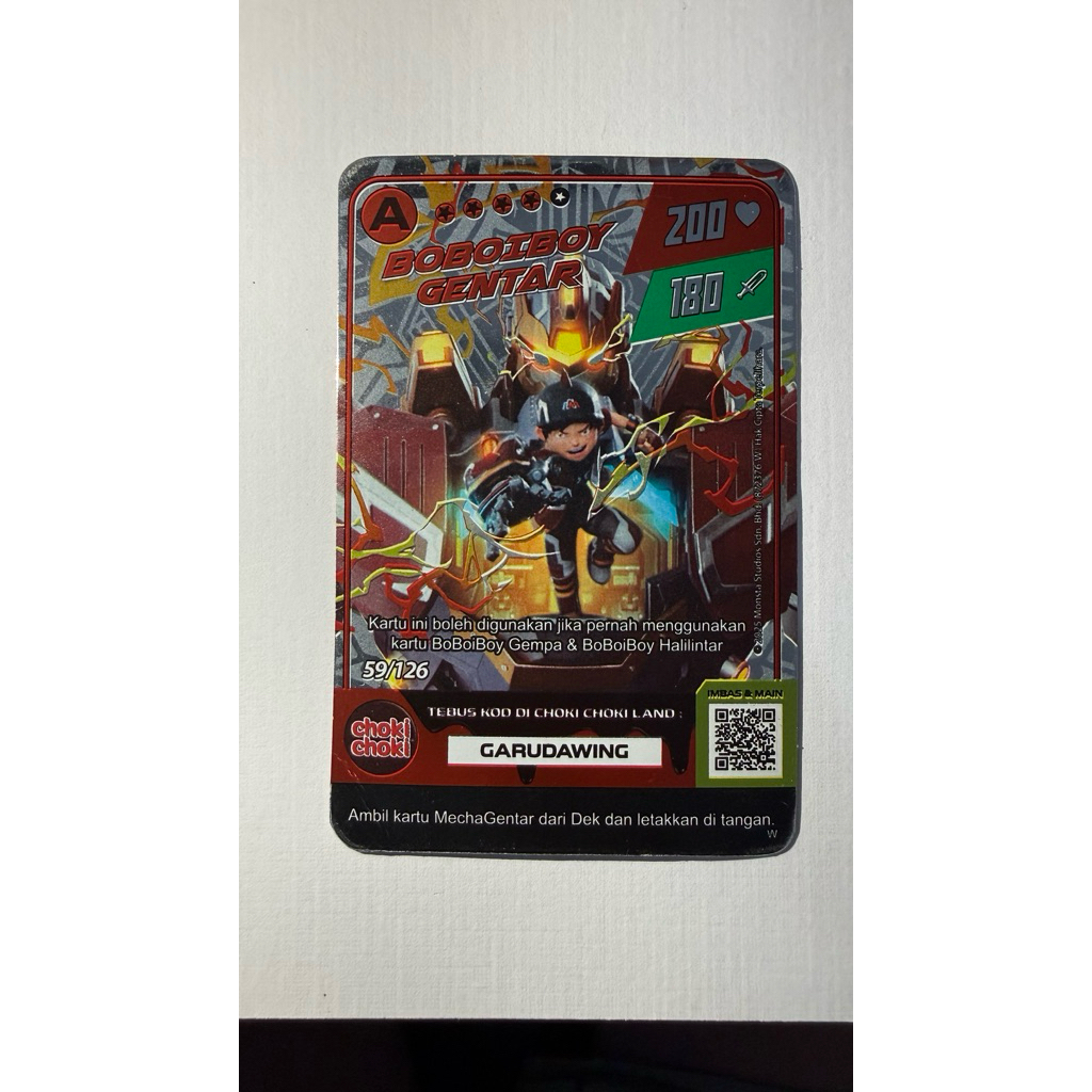 Kartu Boboiboy Gentar (foil / holo) Choki Choki