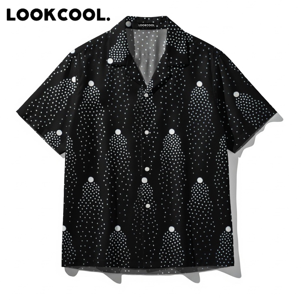 LOOKCOOL Kemeja Pria Full Print Motif Polkadot Abstrak Premium