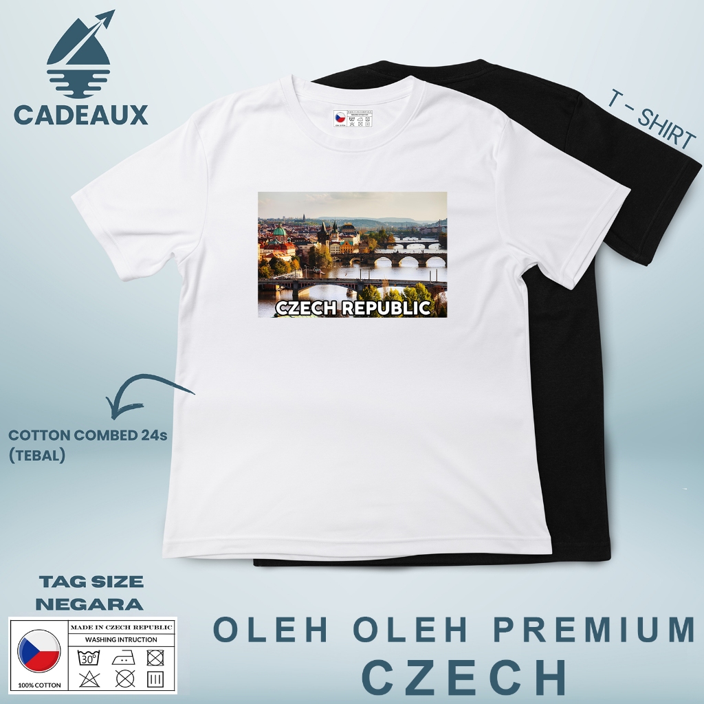 Kaos Oleh Oleh CZECH 32 PAKAI TAG ASAL NEGARA CZECH REPUBLIC T-Shirt Cotton Combed 24s SOUVENIR PREM