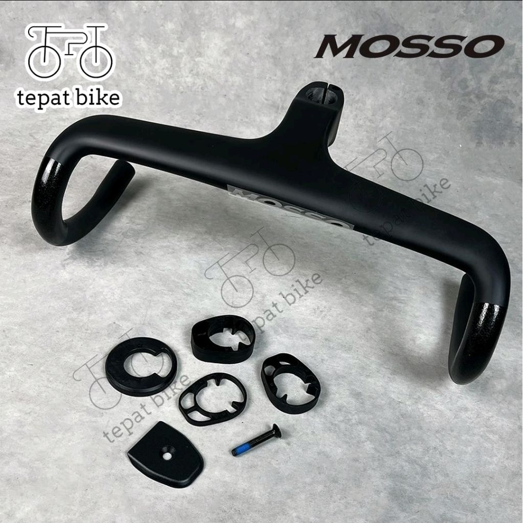Stang Balap Dropbar Carbon MOSSO X1 Integrated Clean Look 380 x 100 mm Internal Cable Routing for Ro
