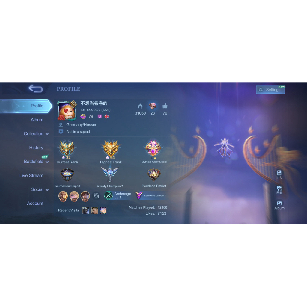 JUAL AKUN MOBILE LEGENDS MYTHICAL GLORY SULTAN SKIN COMPLETE