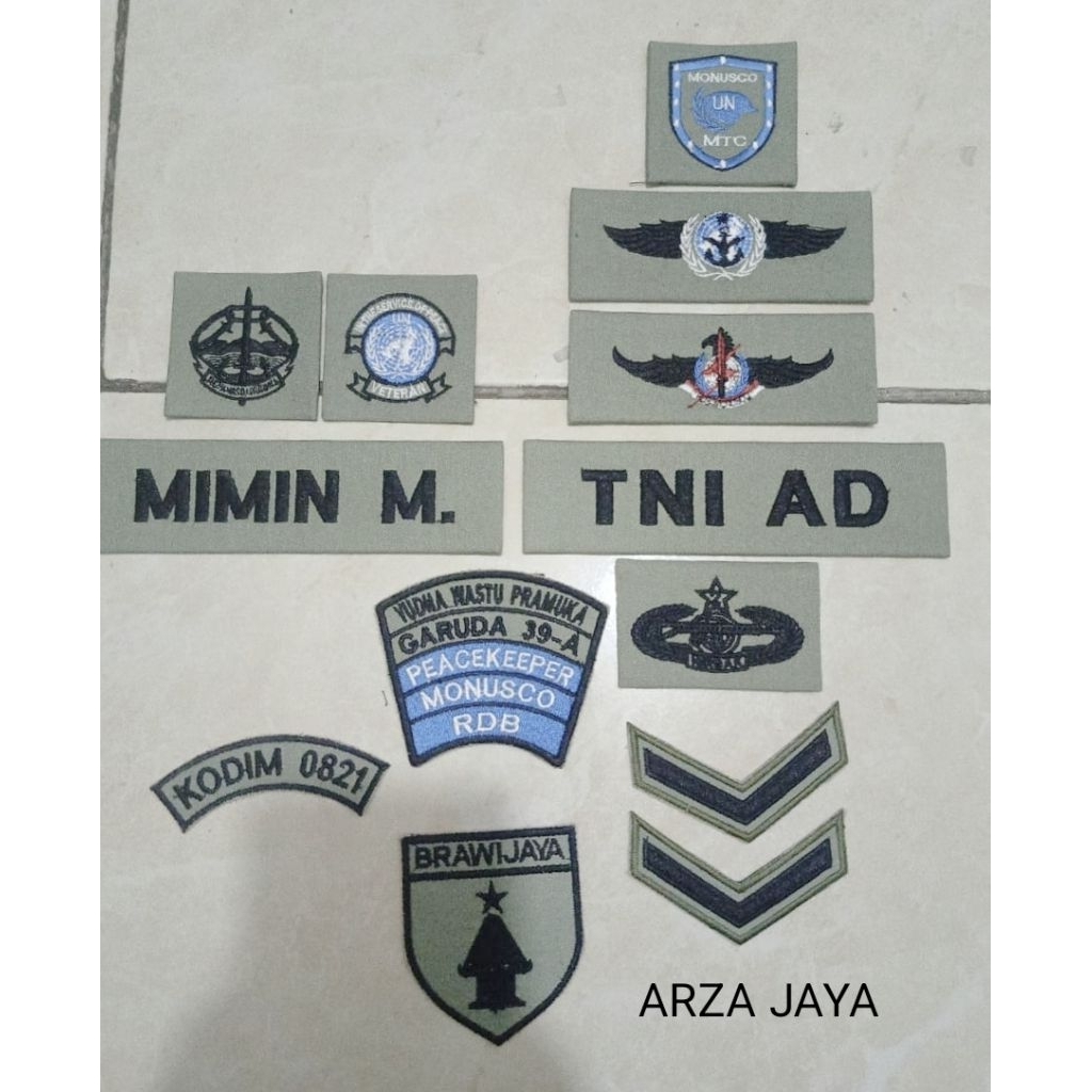 BRIVET/BED PDL TNI AD BARU SAGE/ATRIBUT PDL TNI AD DAN 1SET+NAMA