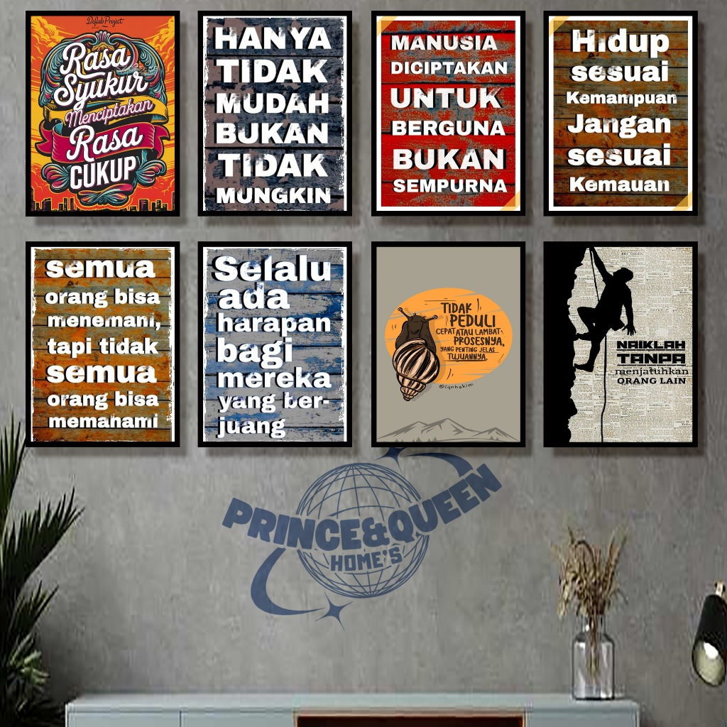Poster Frame Kayu MDF Retro Vintage Modern Kata Motivasi 15x30 20x30 Tahan Air Tahan Lama