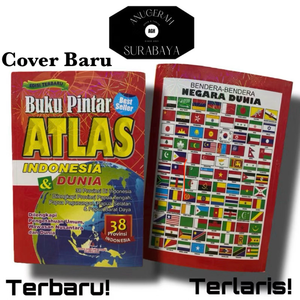 Buku Pintar Atlas Indonesia - Dunia / Karya Gemilang Utama / Peta Dunia / Atlas Kecil / Terbaru