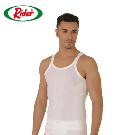 Singlet Pria Rider Dewasa Katun Putih R123B Premium | Kaos Dalam Rider Tanpa Lengan Laki-laki Remaja