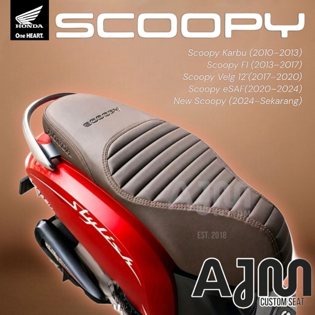 Cover Sarung Jok Premium Scoopy Karbu Fi eSAF Ban ring 12 Donat – Caferacer Busa 1cm Press Tebal Fin