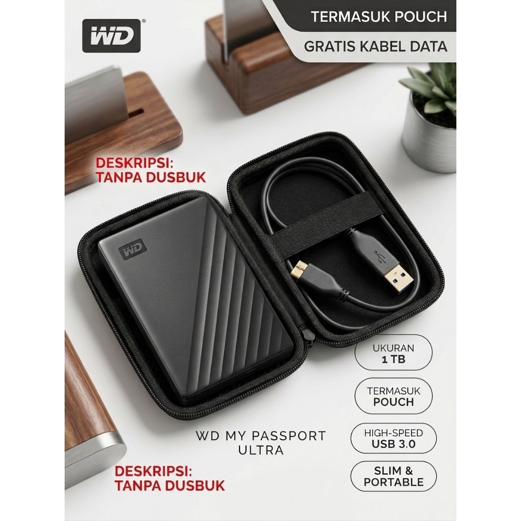 WD My Passport Ultra 1TB External HDD - Second Mulus Like New - Garansi 1 Tahun