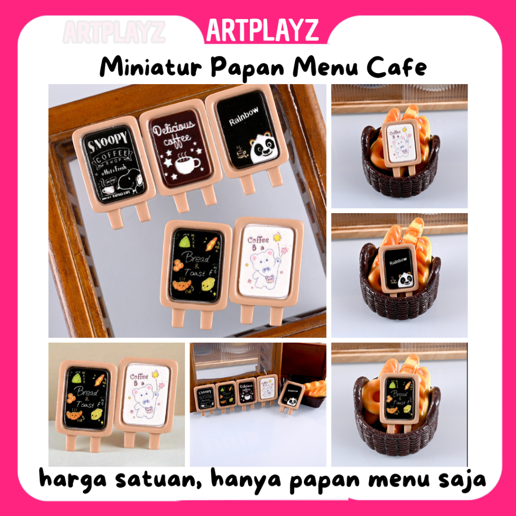 Mini Chalkboard Dekorasi Tema Cafe Papan menu Miniatur miniatur menu dollhouse