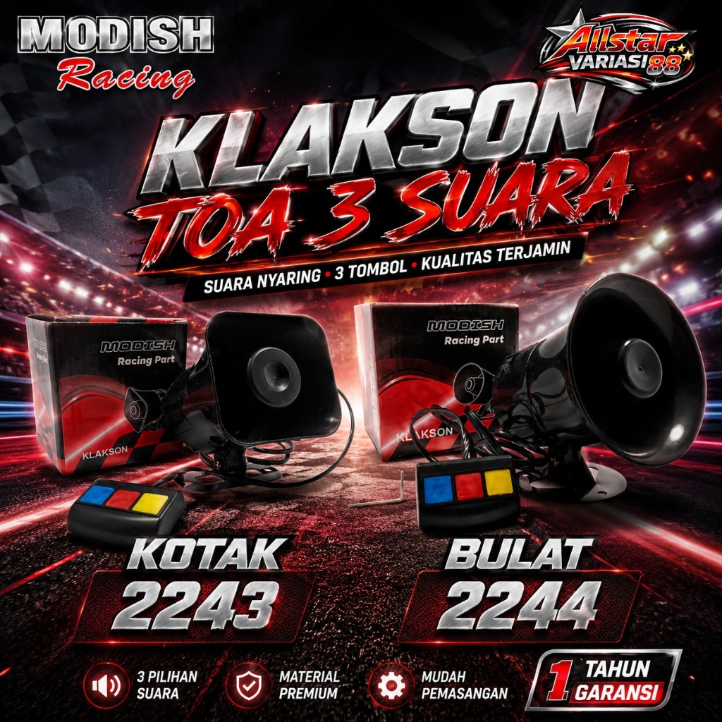 Klakson Toa Sirine 3 Suara Klakson Toa Kotak 3 Tombol Motor Mobil Universal / Klakson Toa
