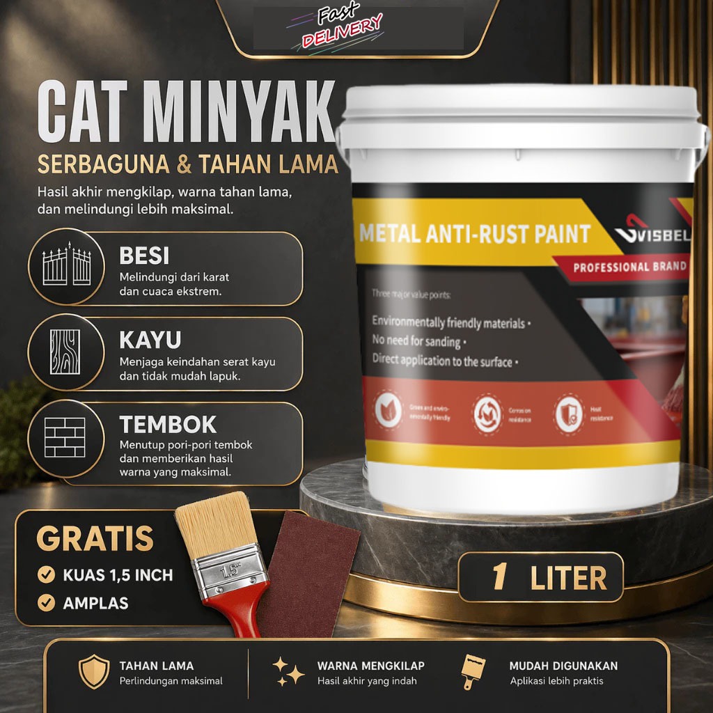 Cat Minyak  Cat 1 liter I Cat Minyak Anti Karat & Tahan Air untuk Besi, Kayu, Tembok I Cat Besi Cepa