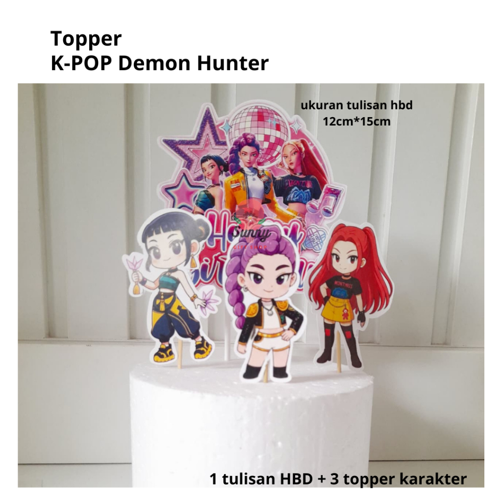 Topper KPOP Demon Hunter / Topper Kuromi Black / Topper kue / Topper Kartun / Topper Happy Birthday 