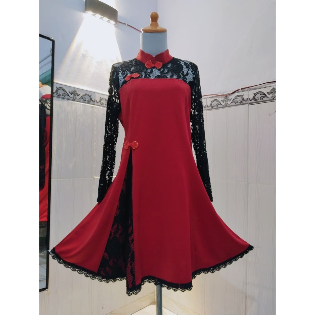 DRESS brukat brand & LENGAN BALON