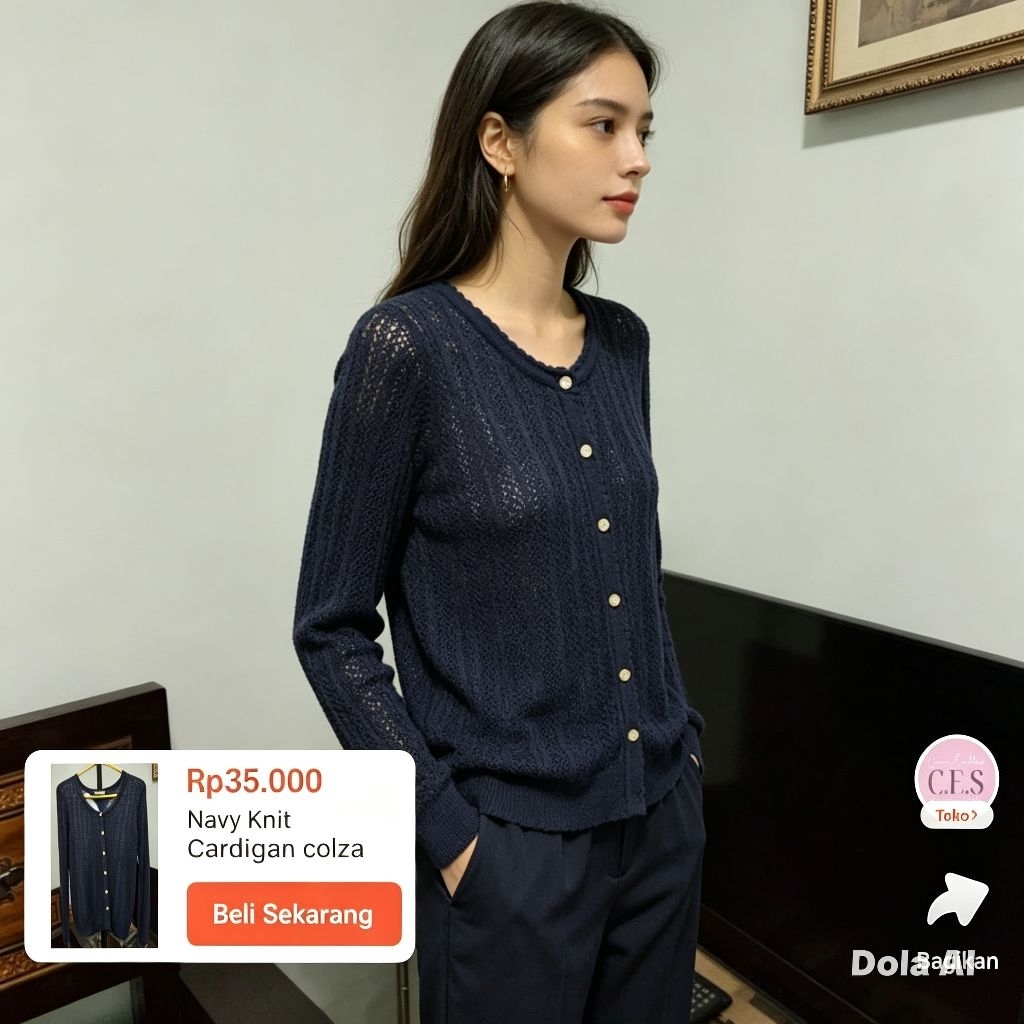 Navy Knit Cardigan colza