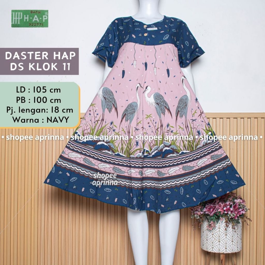 Batik H.A.P Daster Payung KLOK 11 Kancing Depan Busui Friendly Baju Wanita Dewasa Daster HAP Terbaru