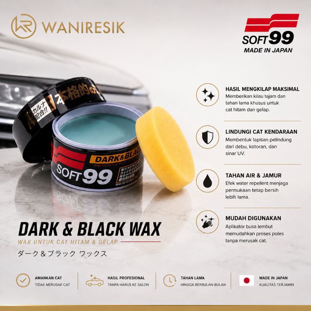 Soft99 Dark & Black Wax Original Jepang – Wax Mobil Cat Hitam Pengkilap Tahan Lama
