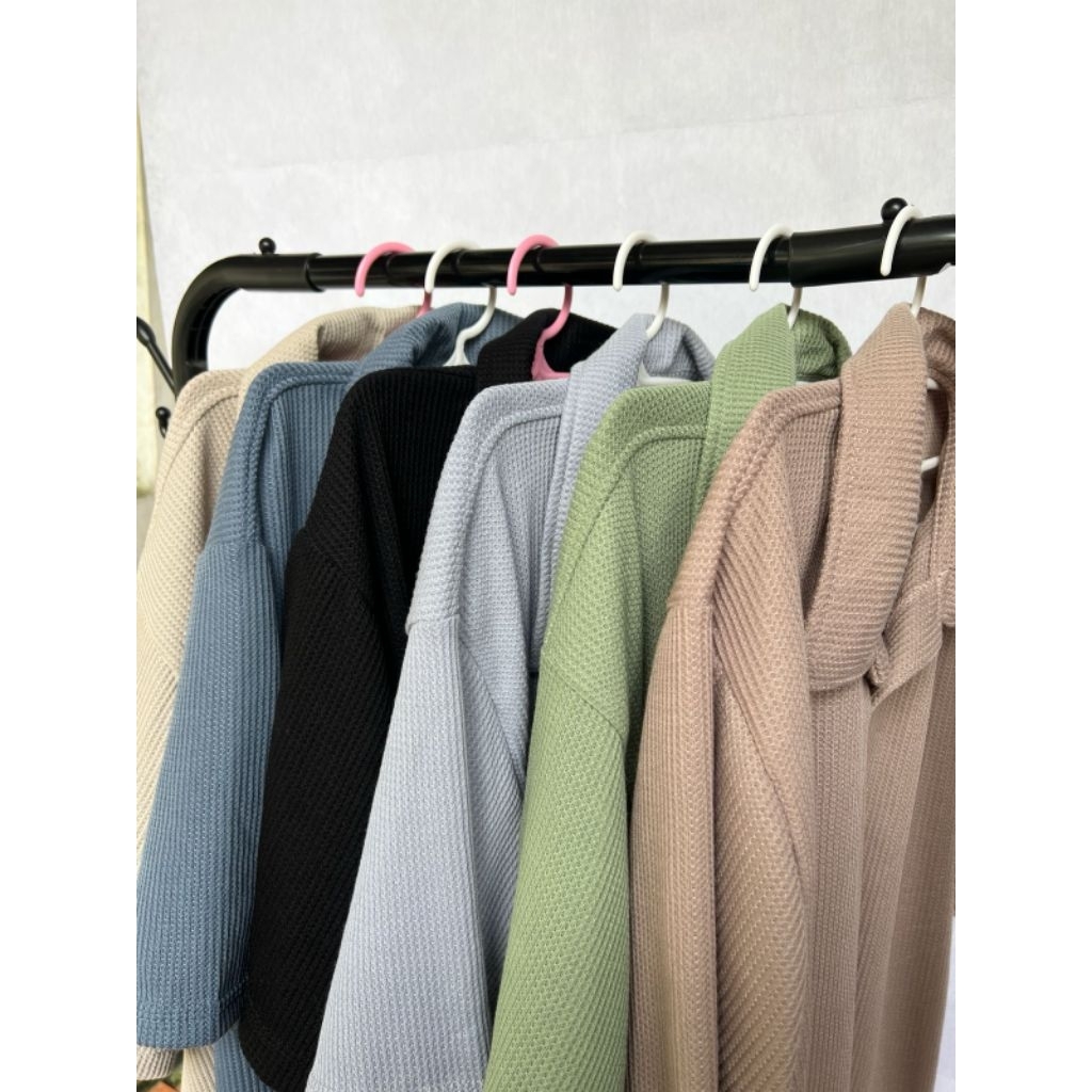 Kaos Polo Shirt Polos Kerah Kain Knit Waffle Uniqlo Premium Unisex