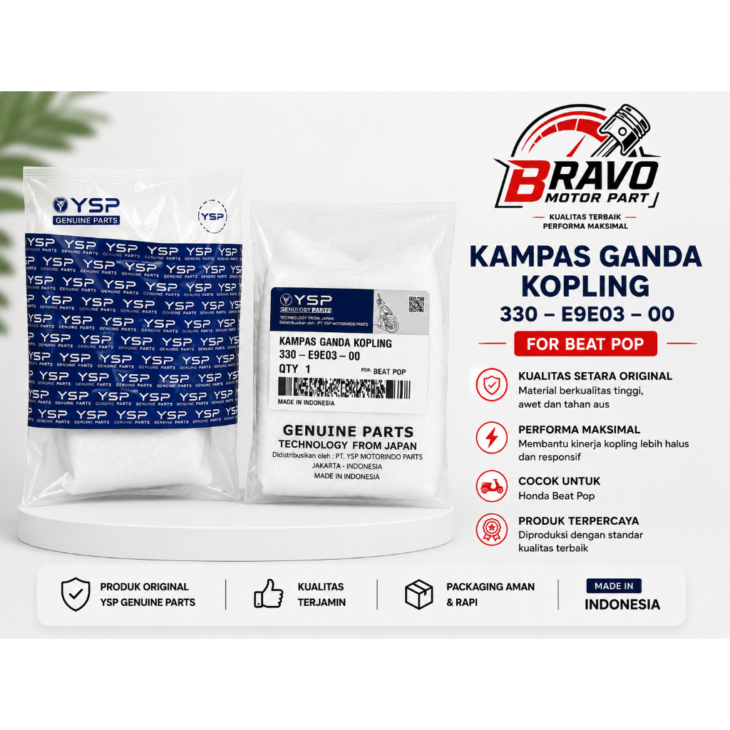 Kampas Ganda Kopling YSP 330-E9E03-00 K44 Original Untuk Honda Beat Pop / Kampas Kopling CVT Motor M