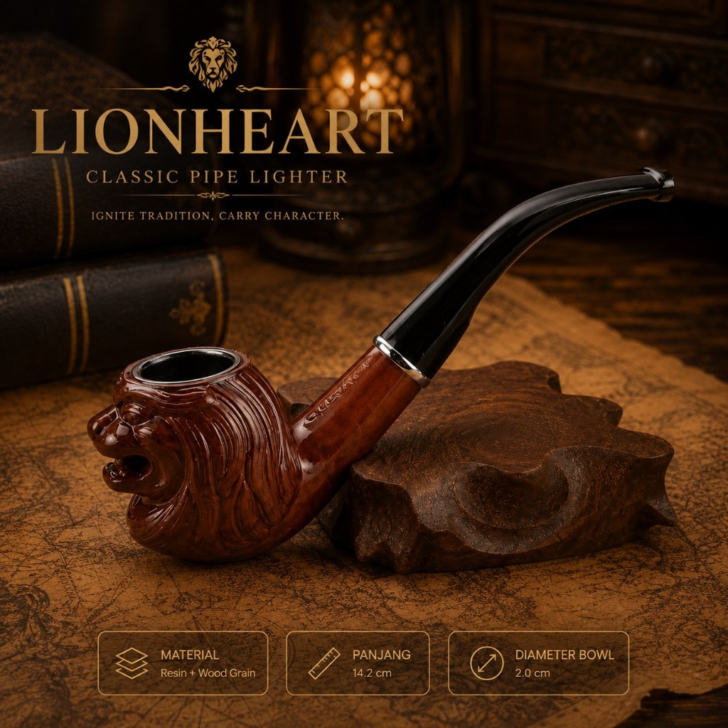 Pipe Cangklong Model Lionheart Pipe Lighter Anti Karat Dan Anti Panas