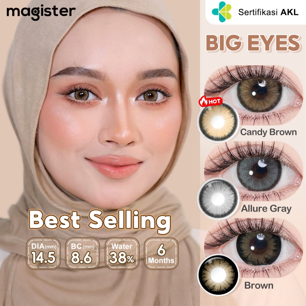 [0.00 s/d -6.00] Magister Softlens Minus 14.5mm Diamond Seri 6 Bulan Big Eyes Brown Soflens Minus Ca