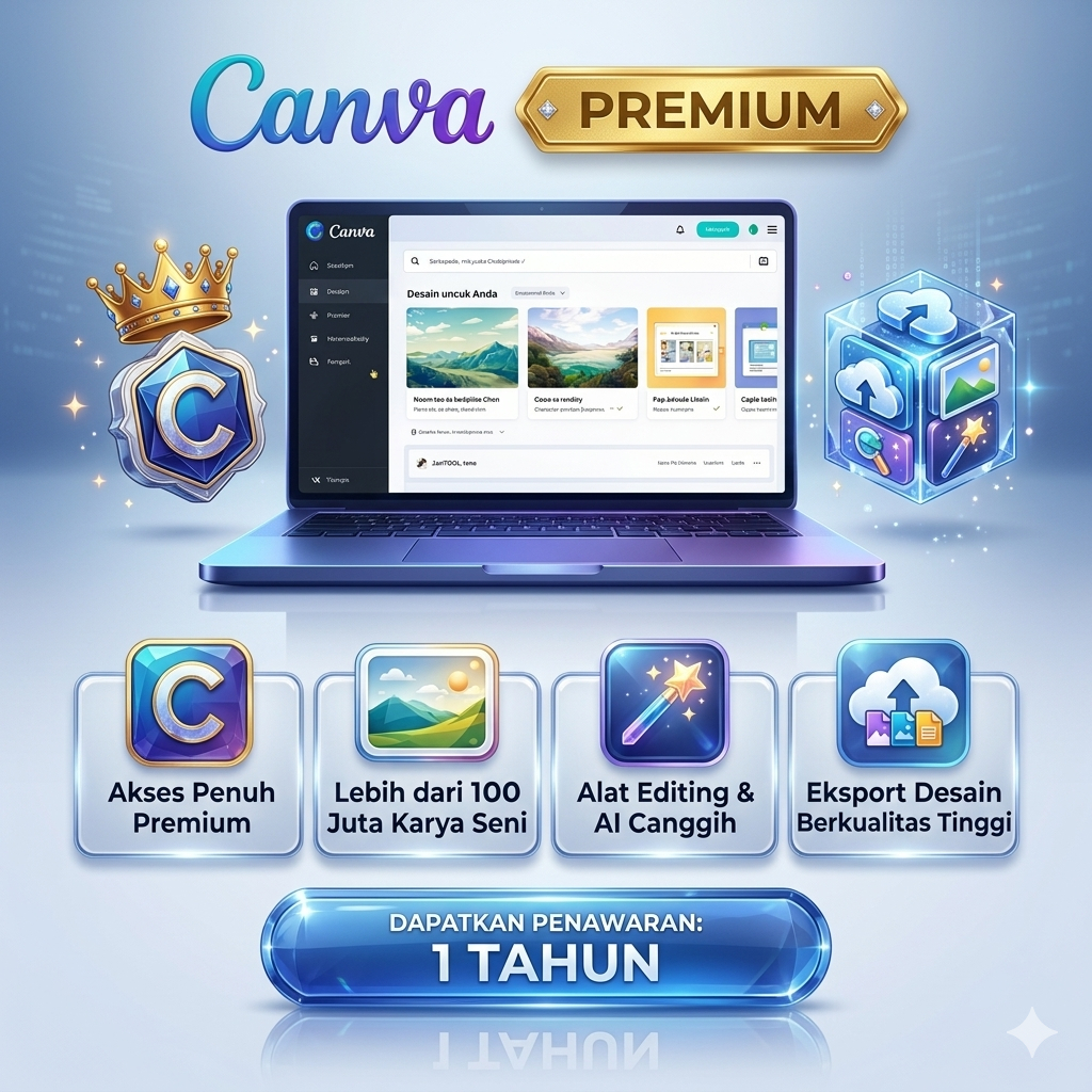 CANVA 1 TAHUN - FULL GARANSI UNLIMITED TEMPLATE DESAIN, FOTO, VIDEO AI