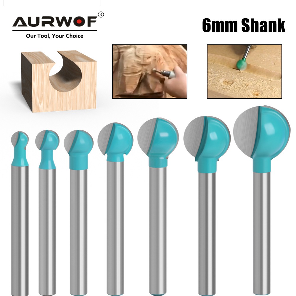 Mata Profil Kayu bulat Mata Router Bulat Mata bor Ukir Kayu Round Carving Bit As 6mm