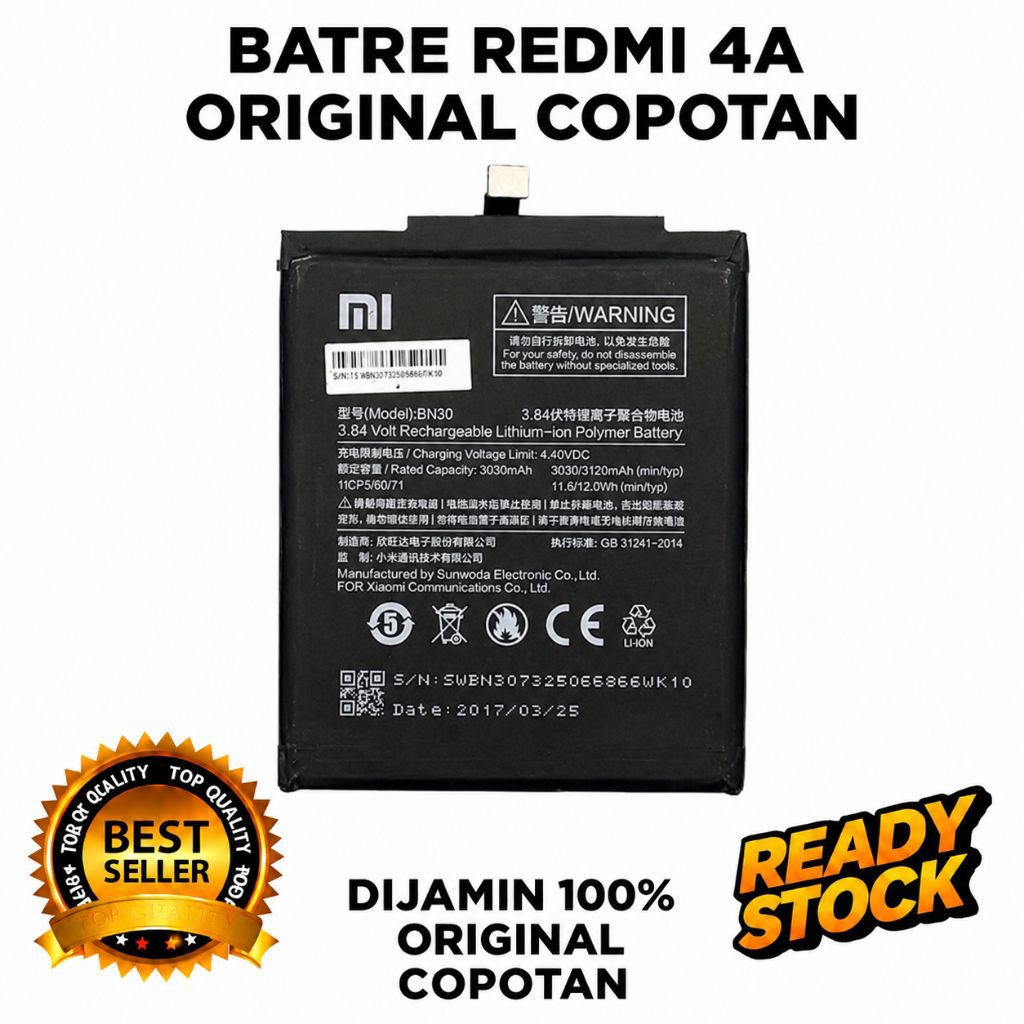 Batre Redmi 4a Original Copotan