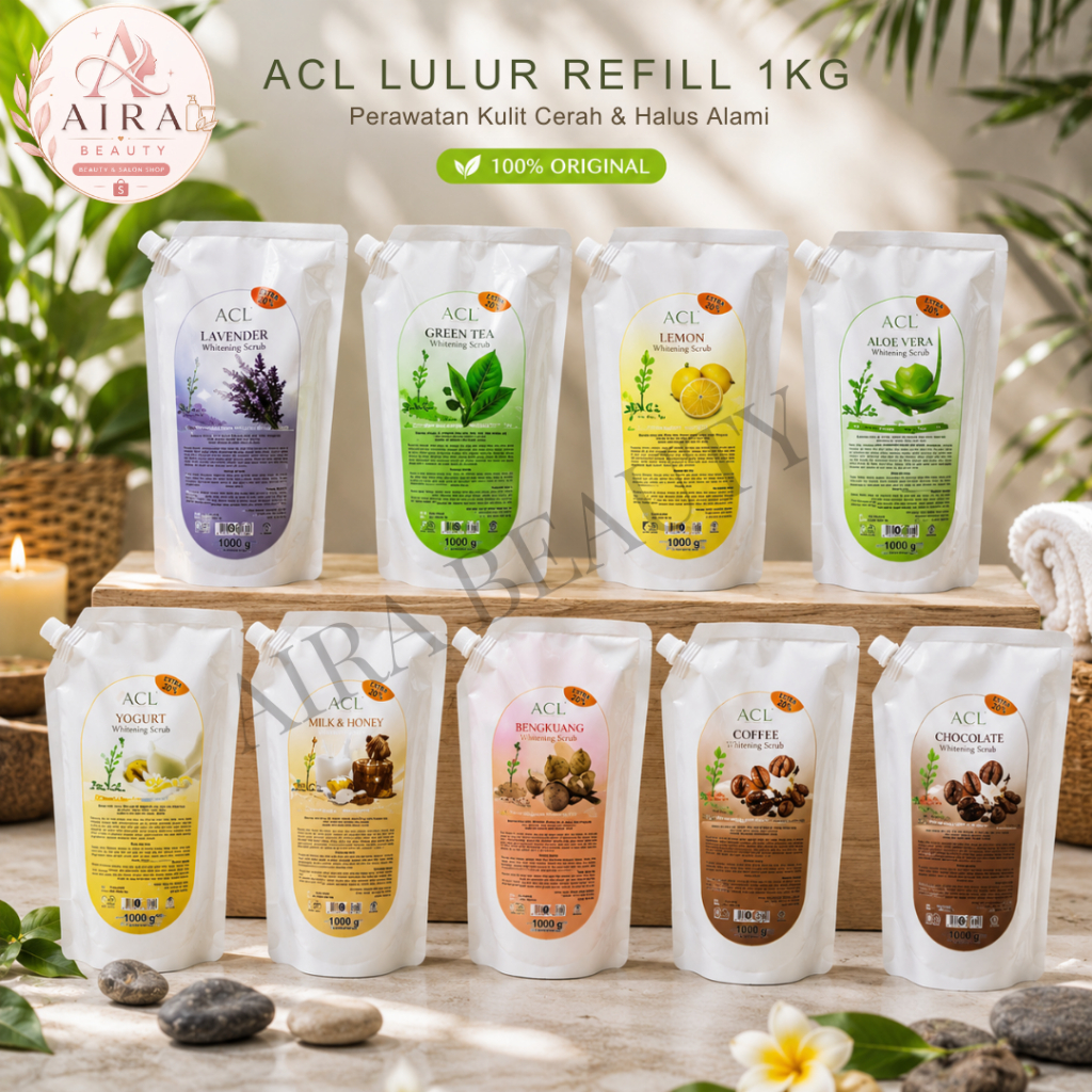 ACL Whitening Scrub 1000gr – Lulur Badan Cerahkan & Haluskan Kulit / lulur refill