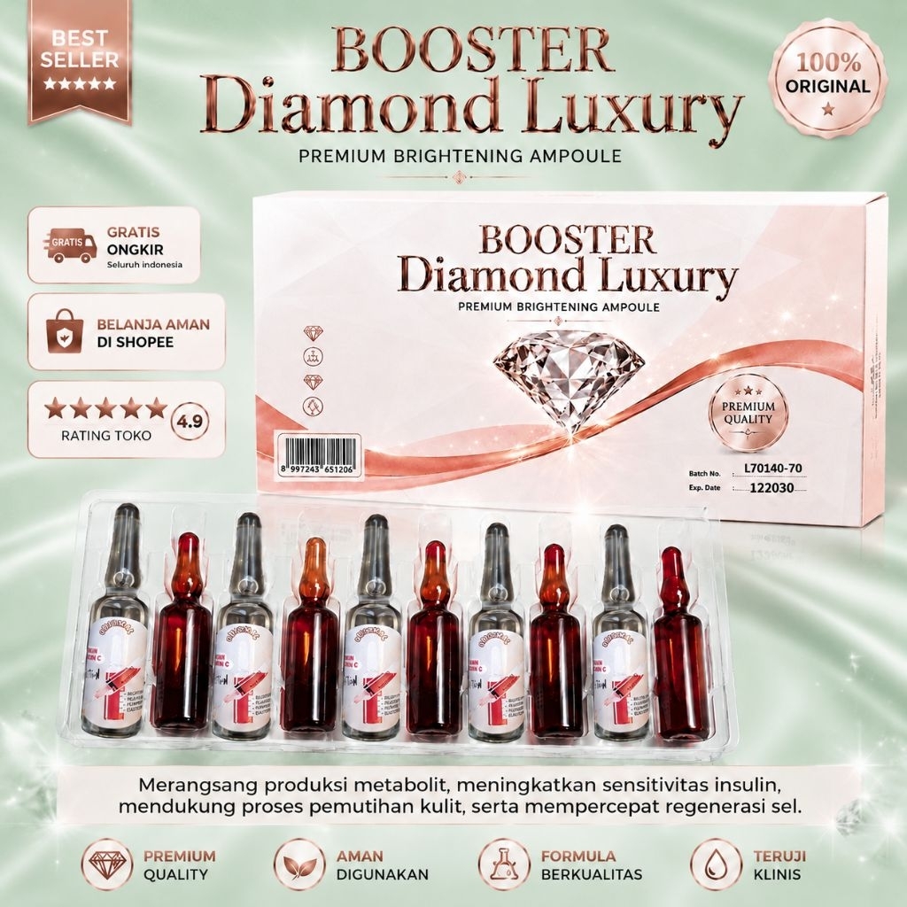 Diamond luxury suntik whitening serum booster original 100% paket pemula /injeksi infus #shopeevidio
