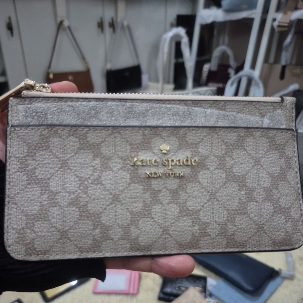 new ks card wallet large flower beige original