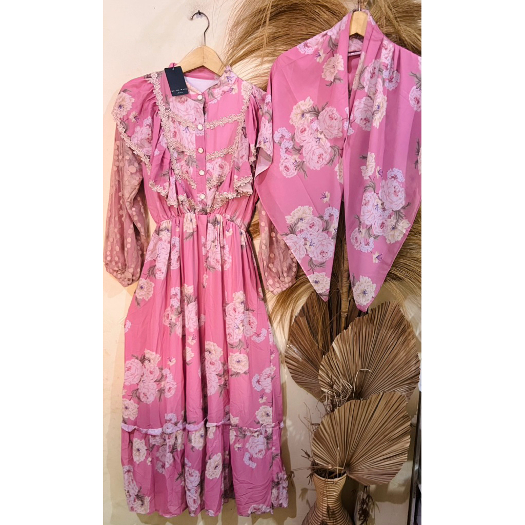 Gamis+Kerudung Meijiewang brukat