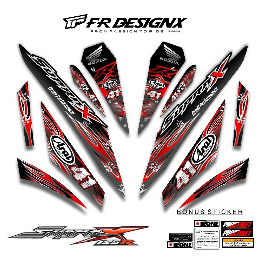 STRIPING STIKER DECAL SUPRA X 125 R 2007 - 2013 MTF NORIYUKI HAGA / FRDESIGNX / STRIPING MODIF