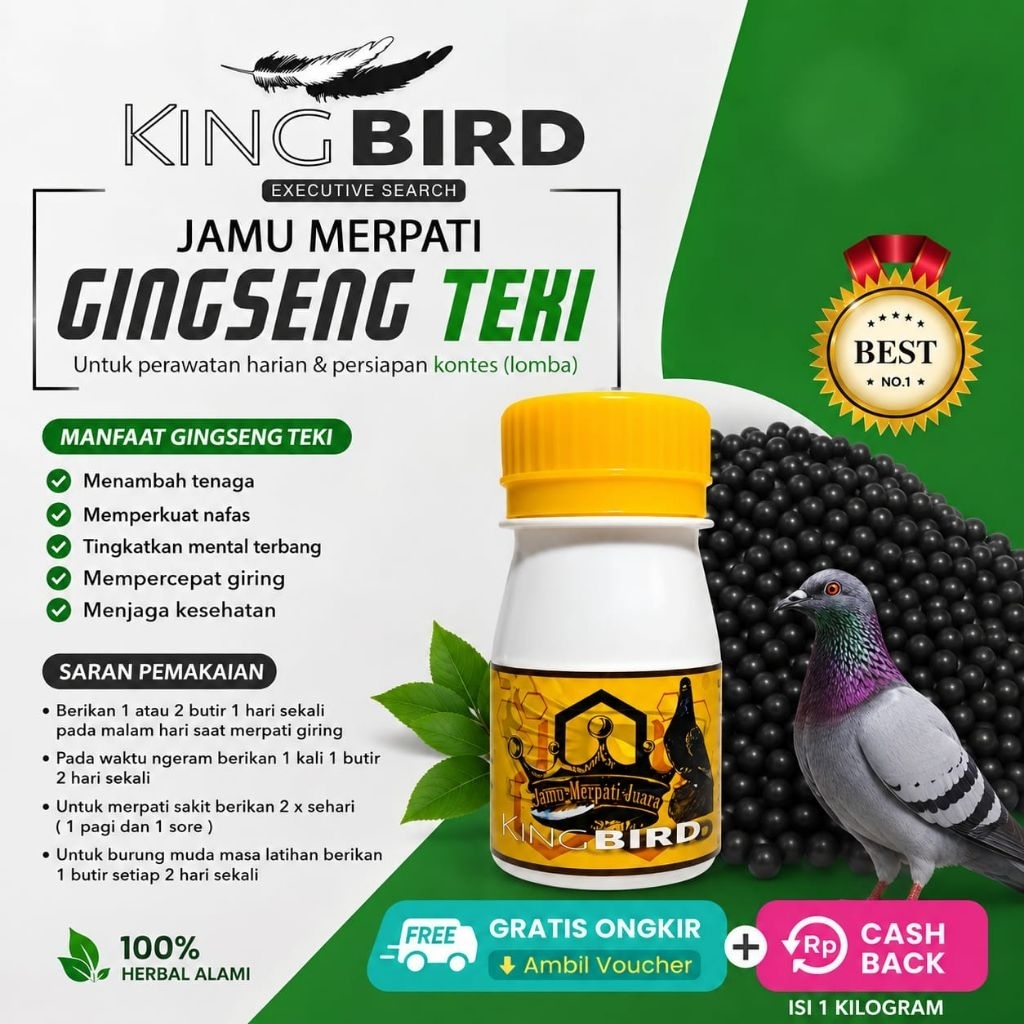 KING BIRD ISI 100 BUTIR JAMU MERPATI JUARA jamu merpati lomba meepati tinggi merpati kolong merpati 