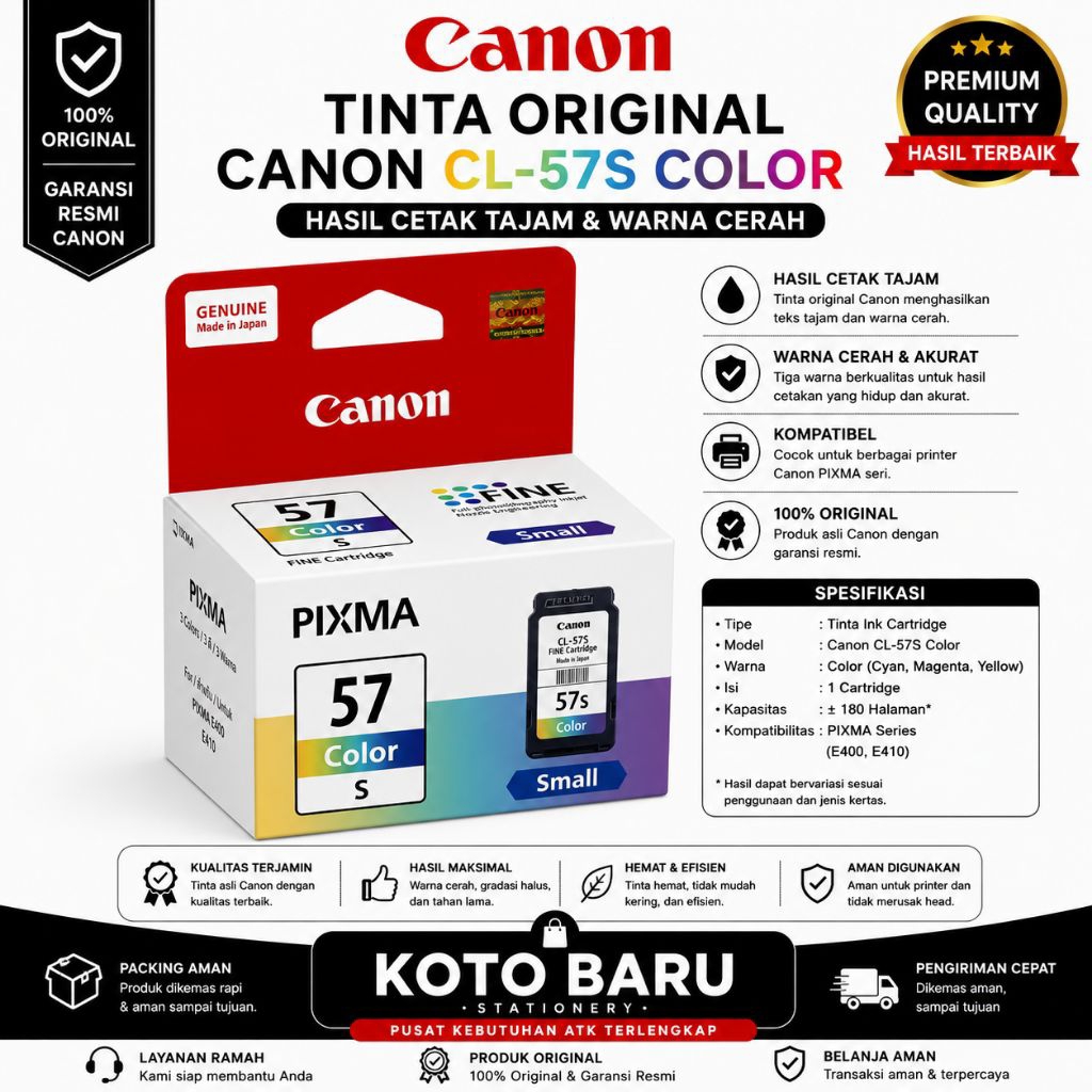 Tinta Canon pixma 57 small color Original for E3170,E1377,E3370,E3470