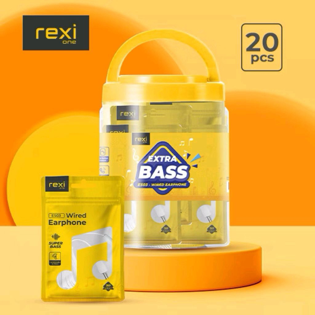 Rexi ES03 Headset Earphone Wired Bass Putih