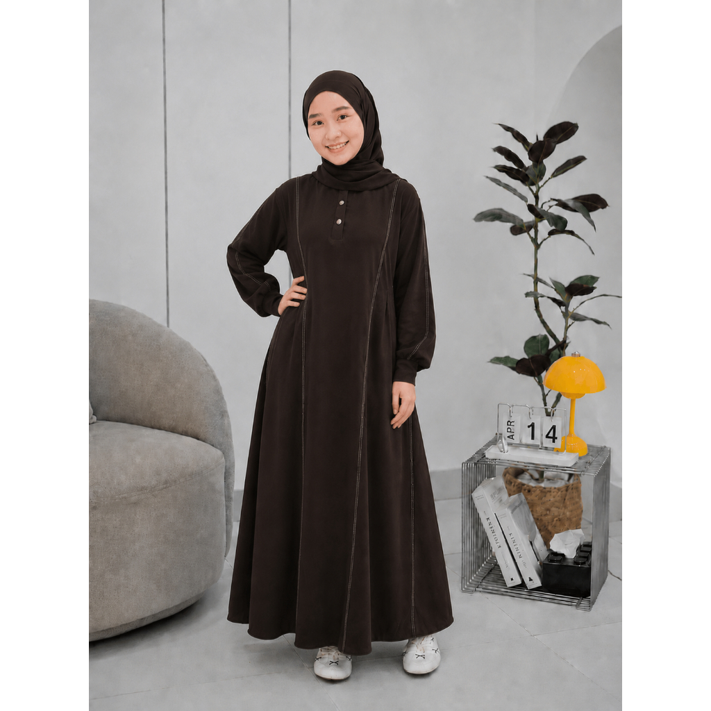 ￼SHABIYAN-366 Gamis Hitam Polos Couple Ibu Anak