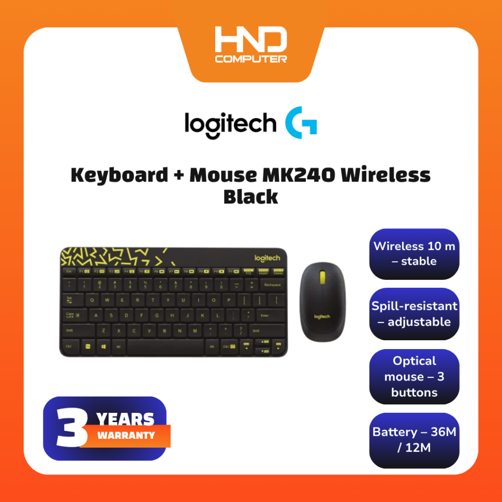Logitech MK240 Keyboard dan Mouse Wireless