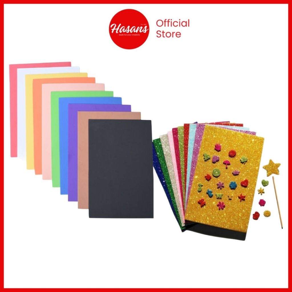 HASANS - Kertas Busa Eva A4 Mix Paper Spons Foam - 10 Lembar