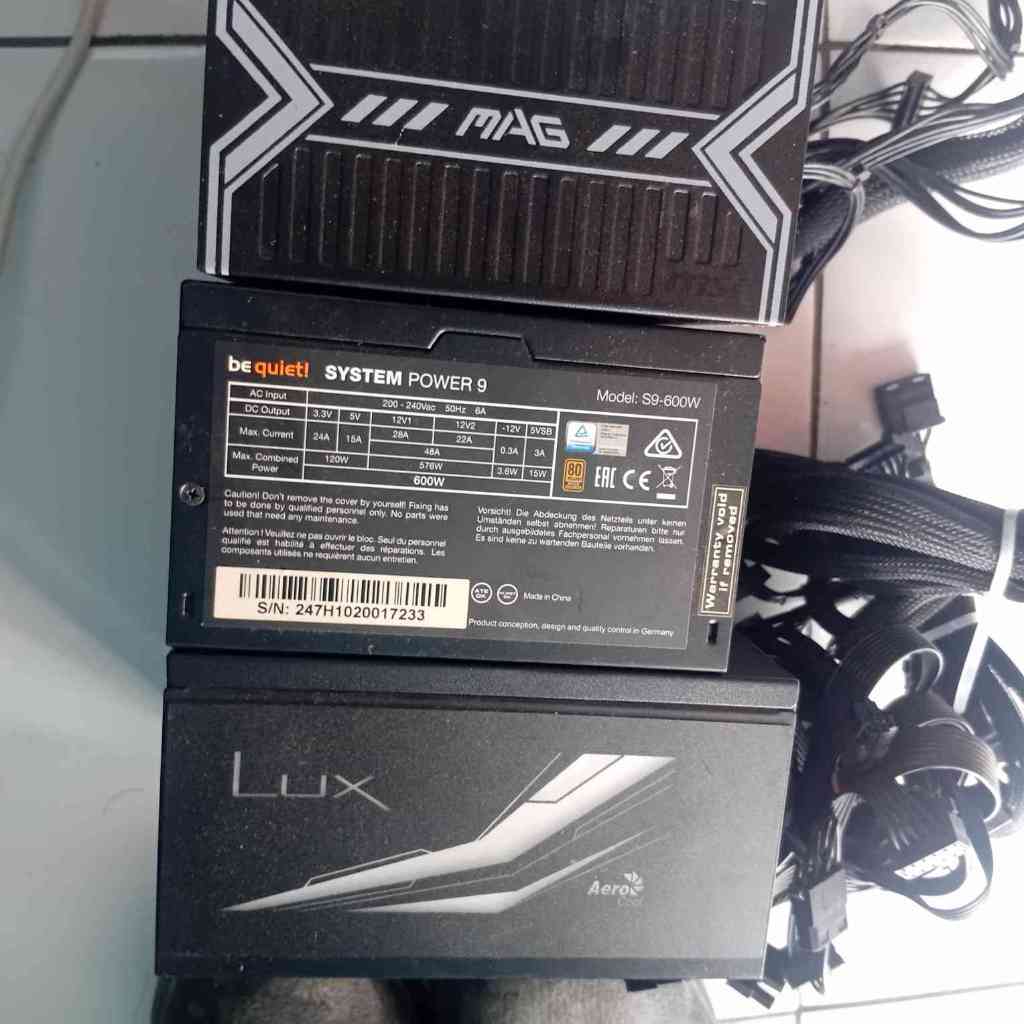 PSU msi MAG A550BN, aerocool 650w 80+ rgb Modular, bequiet 600w 80+ bronze, 1stplayer dk500 500w 80+