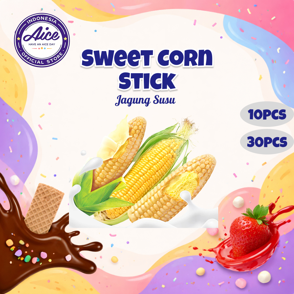 AICE Ice Cream Sweet Corn Stick 52gr 10 PCS  / Es Krim Rasa Jagung Susu 10 PCS