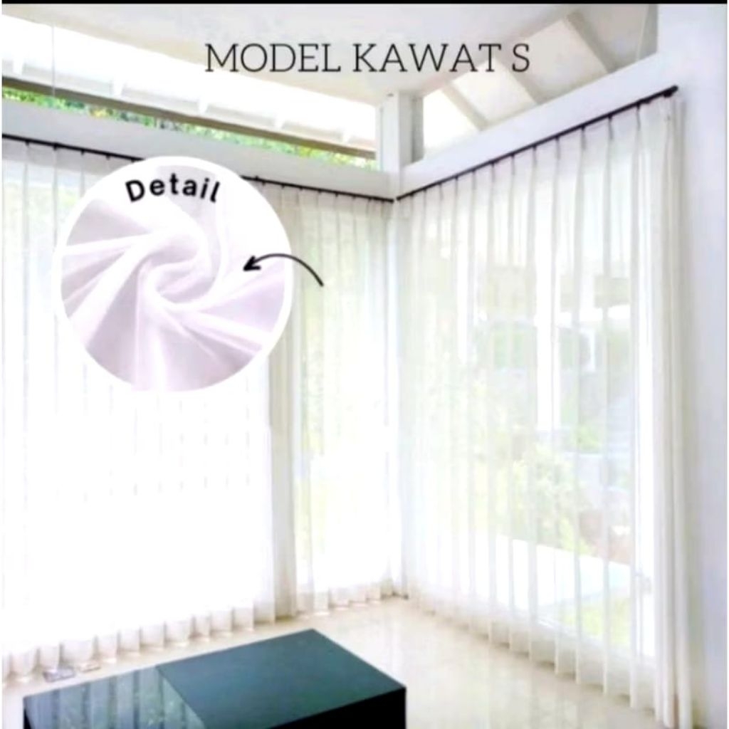 Vitrase Gorden Putih Polos Import Premium Model Plisket Kaitan Kawat S Tirai Daleman Gorden Transpar